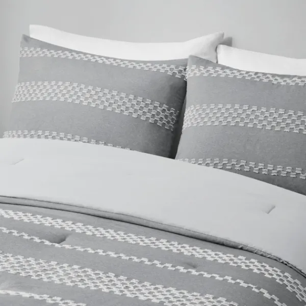 Comforters-Kirkland's Home Jacquard 5-Pc. Full/Queen Comforter Set Gray