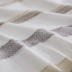Comforters-Kirkland's Home Jacquard Stripe 5-Pc. Cali King Comforter Set White/Gray/Tan
