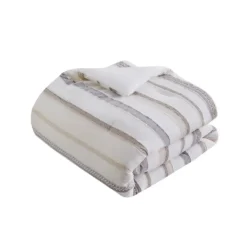 Comforters-Kirkland's Home Jacquard Stripe 5-Pc. Full/Queen Comforter Set White/Gray/Tan