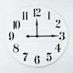 Clocks-Kirkland's Home Jake And Black Wooden Wall Clock White