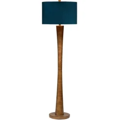 Floor Lamps-Kirkland's Home Janis Bronze And Teal Velvet Floor Lamp Blue
