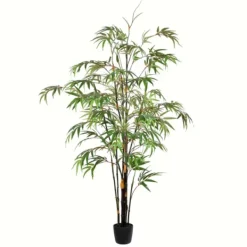 Trees & Topiaries-Kirkland's Home Japanese Bamboo Tree In Black Planter, 5 Ft.