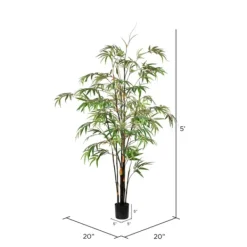 Trees & Topiaries-Kirkland's Home Japanese Bamboo Tree In Black Planter, 5 Ft.