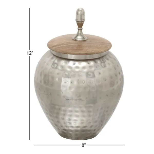 Decorative Bowls & Jars-Kirkland's Home Jar With Mango Wood Lid Silver
