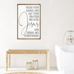 Wall Quotes & Signs-Kirkland's Home Jesus And Germs Are Everywhere Wall Plaque Black/White