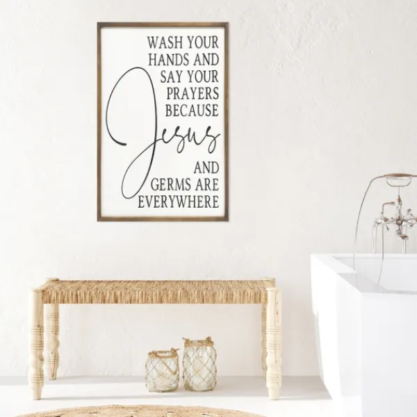 Wall Quotes & Signs-Kirkland's Home Jesus And Germs Are Everywhere Wall Plaque Black/White