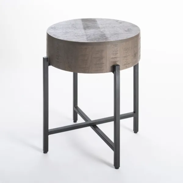 Accent & End Tables-Kirkland's Home Jodi Mango Wood Side Table Gray/Black