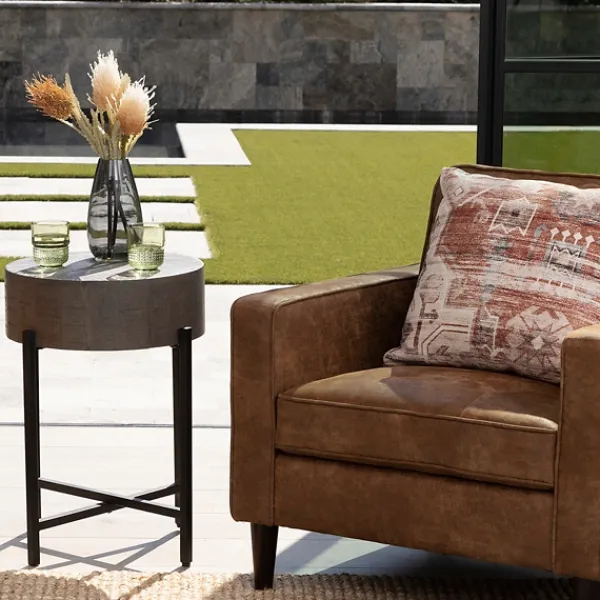 Accent & End Tables-Kirkland's Home Jodi Mango Wood Side Table Gray/Black