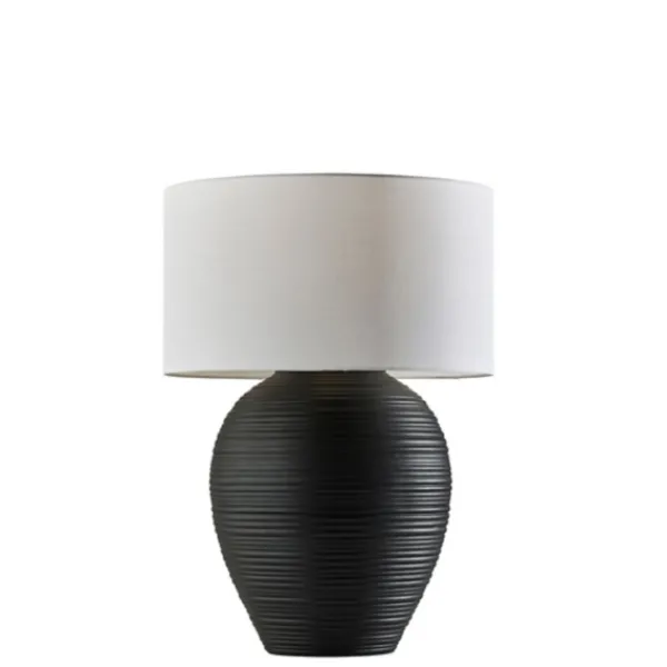 Table Lamps-Kirkland's Home Johanssen Black Ribbed Table Lamp White