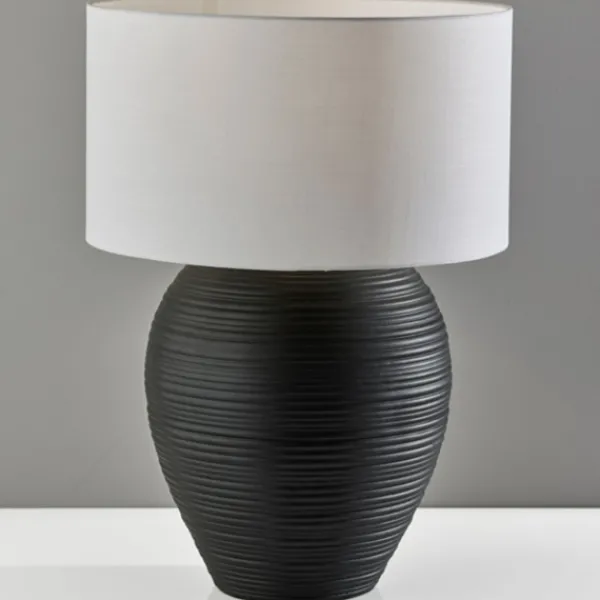 Table Lamps-Kirkland's Home Johanssen Black Ribbed Table Lamp White