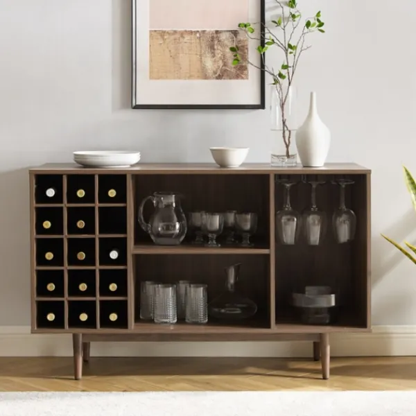 Cabinets & Sideboards-Kirkland's Home Josette Wood Open Wine Cabinet Brown