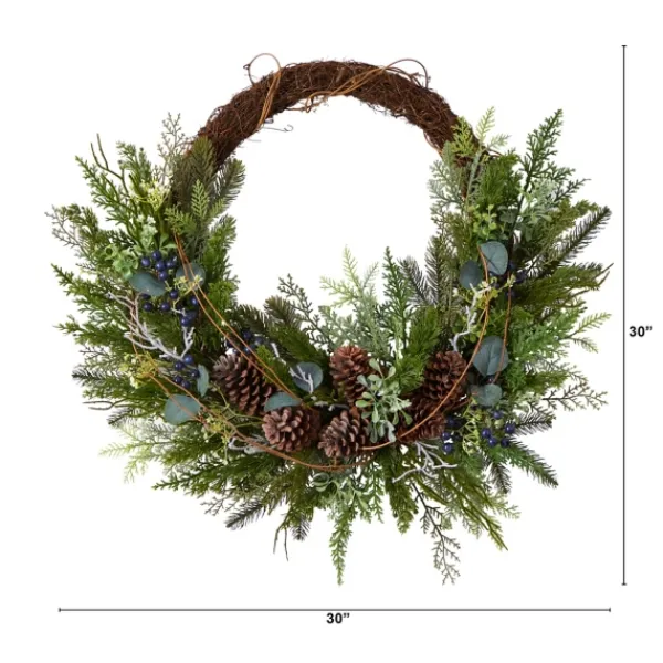 Wreaths-Kirkland's Home Juniper And Evergreen Vine Wreath Green/Brown