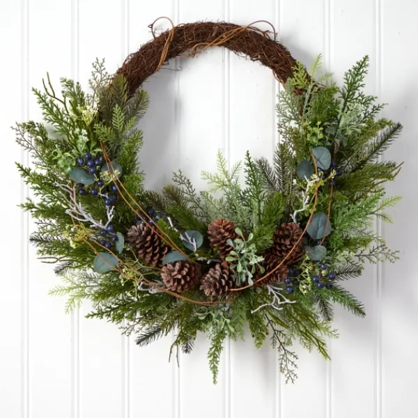 Wreaths-Kirkland's Home Juniper And Evergreen Vine Wreath Green/Brown