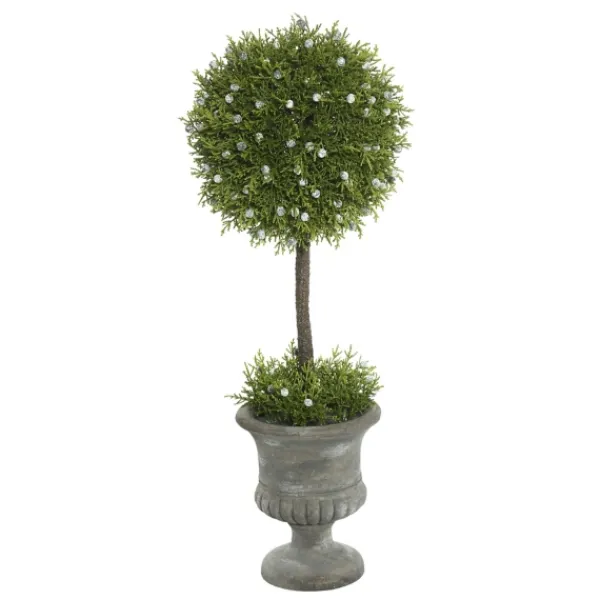 Trees & Topiaries-Kirkland's Home Juniper Ball Tree In Pedestal Urn