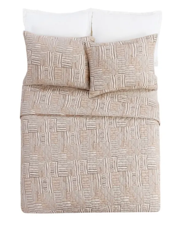 Quilts-Kirkland's Home Justina Blakeney Abrazo 3-Pc. Queen Quilt Set Tan