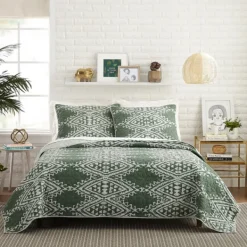 Quilts-Kirkland's Home Justina Blakeney Aisha Queen Quilt Set Green