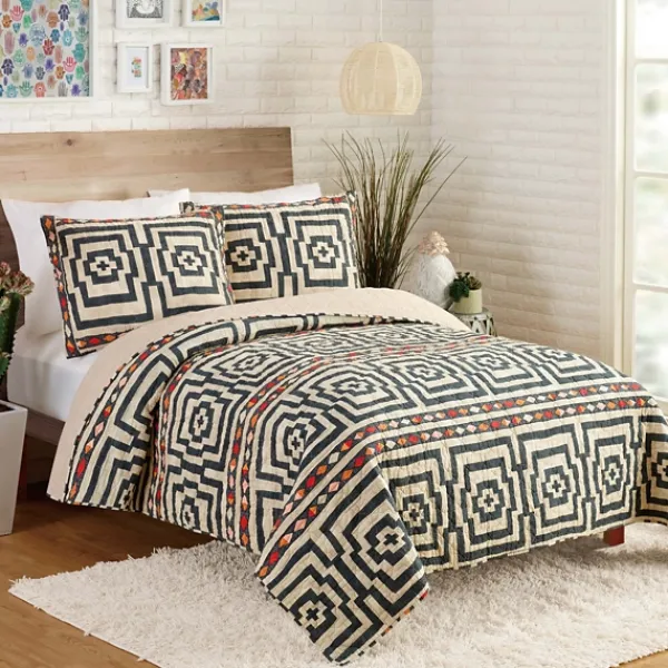 Quilts-Kirkland's Home Justina Blakeney Black Hypnotic King Quilt Set Black/White