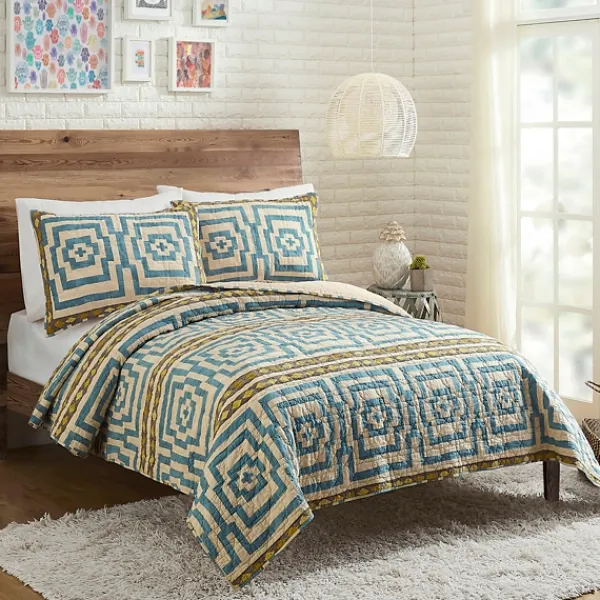 Quilts-Kirkland's Home Justina Blakeney Blue Hypnotic King Quilt Set Blue/White