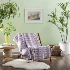 Blankets & Throws-Kirkland's Home Justina Blakeney Lavender Patterned Throw Purple