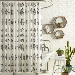Shower Curtains-Kirkland's Home Justina Blakeney Prosperity Shower Curtain Black/White