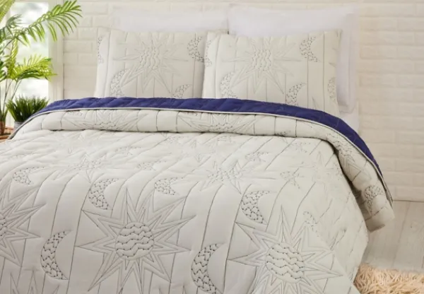 Quilts-Kirkland's Home Justina Blakeney Sun & Moon Full/Queen Quilt Set Ivory/Blue
