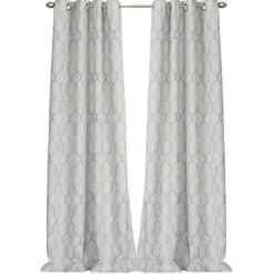 Curtains & Drapes-Kirkland's Home Kale Interlocked Single Curtain Panel, 84 In. Green/White