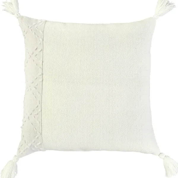 Pillows-Kirkland's Home Kantha Stitch Recycled Throw Pillow Ivory