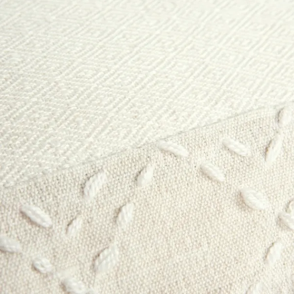 Pillows-Kirkland's Home Kantha Stitch Recycled Throw Pillow Ivory
