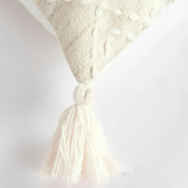 Pillows-Kirkland's Home Kantha Stitch Recycled Throw Pillow Ivory