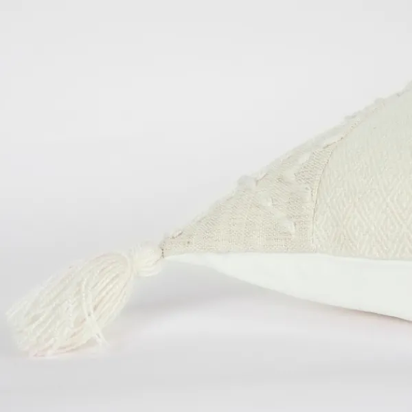 Pillows-Kirkland's Home Kantha Stitch Recycled Throw Pillow Ivory