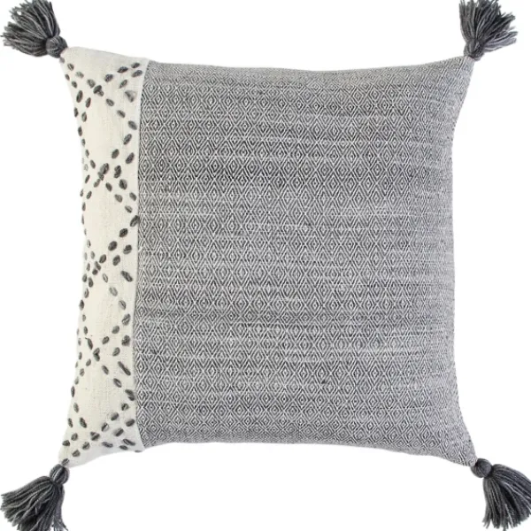 Pillows-Kirkland's Home Kantha Stitch Recycled Throw Pillow Gray