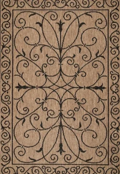 Outdoor Rugs-Kirkland's Home Kathleen Scroll Outdoor Area Rug, 5X7 Brown