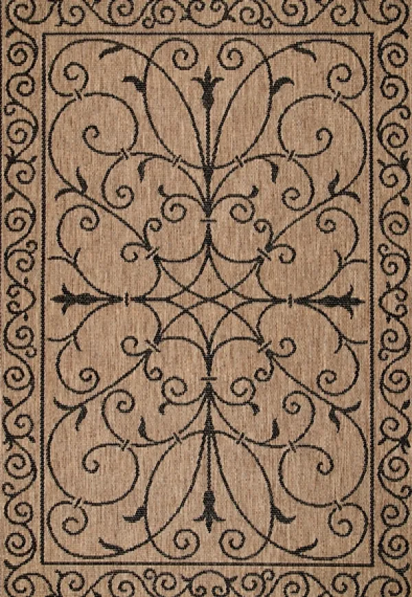 Outdoor Rugs-Kirkland's Home Kathleen Scroll Outdoor Area Rug, 5X7 Brown