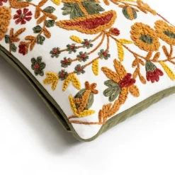 Pillows-Kirkland's Home Kaysari Floral Lumbar Pillow White/Orange