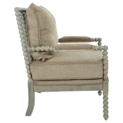 Accent Chairs-Kirkland's Home Khaki Liam Turned Leg Accent Chair Tan