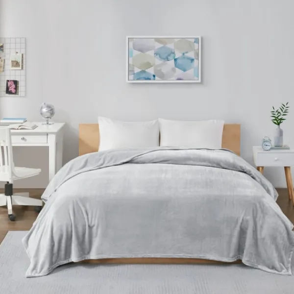 Blankets & Throws-Kirkland's Home King Oversize Plush Blanket Gray