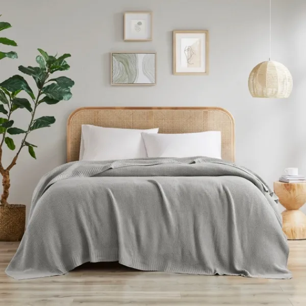 Blankets & Throws-Kirkland's Home King Rylan Knit Blanket Gray