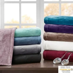 Blankets & Throws-Kirkland's Home King Ultra Soft Plush Heated Blanket Gray
