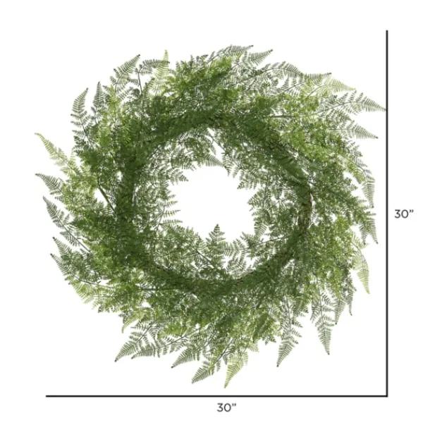 Wreaths-Kirkland's Home Lace Fern Wreath, 30 In. Green