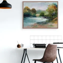 Canvas Art-Kirkland's Home Lacu Ii Framed Canvas Art Print Brown/Blue