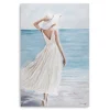 Canvas Art-Kirkland's Home Lady In White Hat & Dress Giclee Canvas Art Print Blue/White