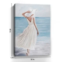 Canvas Art-Kirkland's Home Lady In White Hat & Dress Giclee Canvas Art Print Blue/White