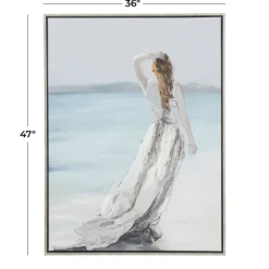 Framed Art-Kirkland's Home Lady Of The Ocean Framed Canvas Art Print White/Blue/Gray