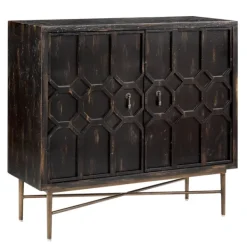 Cabinets & Sideboards-Kirkland's Home Laini Distressed Modern Carved Cabinet Black