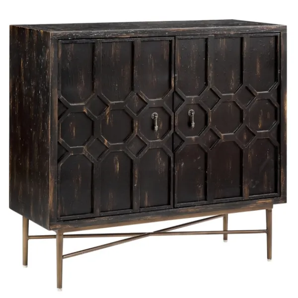 Cabinets & Sideboards-Kirkland's Home Laini Distressed Modern Carved Cabinet Black