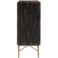 Cabinets & Sideboards-Kirkland's Home Laini Distressed Modern Carved Cabinet Black