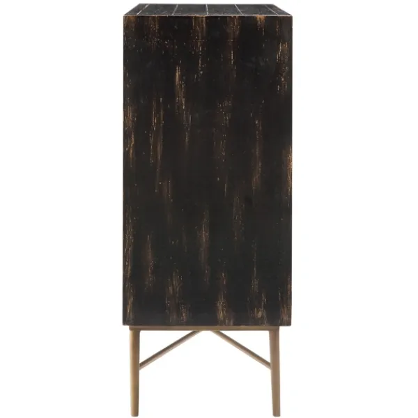 Cabinets & Sideboards-Kirkland's Home Laini Distressed Modern Carved Cabinet Black