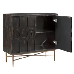 Cabinets & Sideboards-Kirkland's Home Laini Distressed Modern Carved Cabinet Black