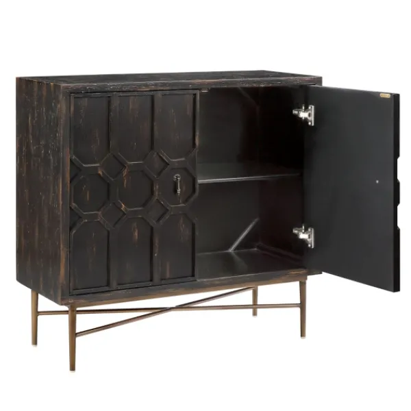 Cabinets & Sideboards-Kirkland's Home Laini Distressed Modern Carved Cabinet Black