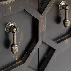 Cabinets & Sideboards-Kirkland's Home Laini Distressed Modern Carved Cabinet Black